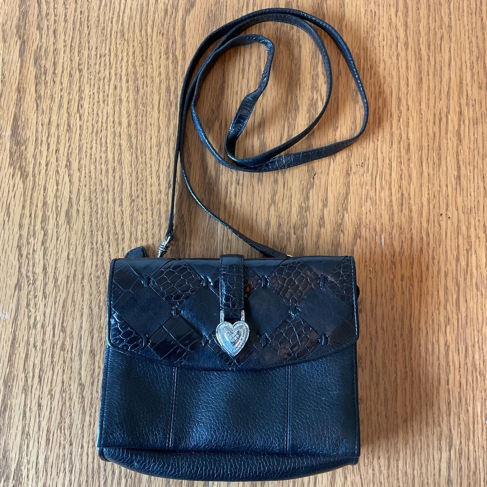 Brighton Black Leather Crossbody Organizer Bag
